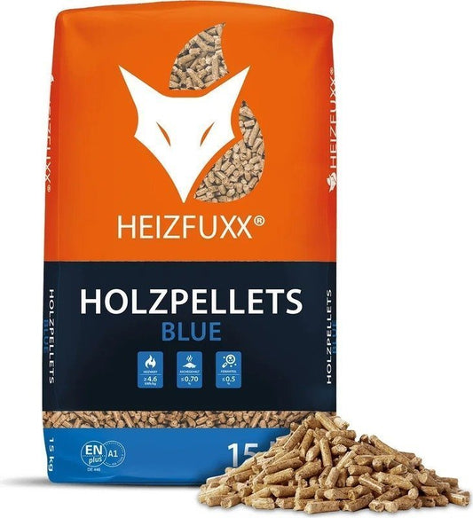 Heizfuxx Holzpellets âBlueâ â 975 kg (65 x 15 kg SĂ€cke)